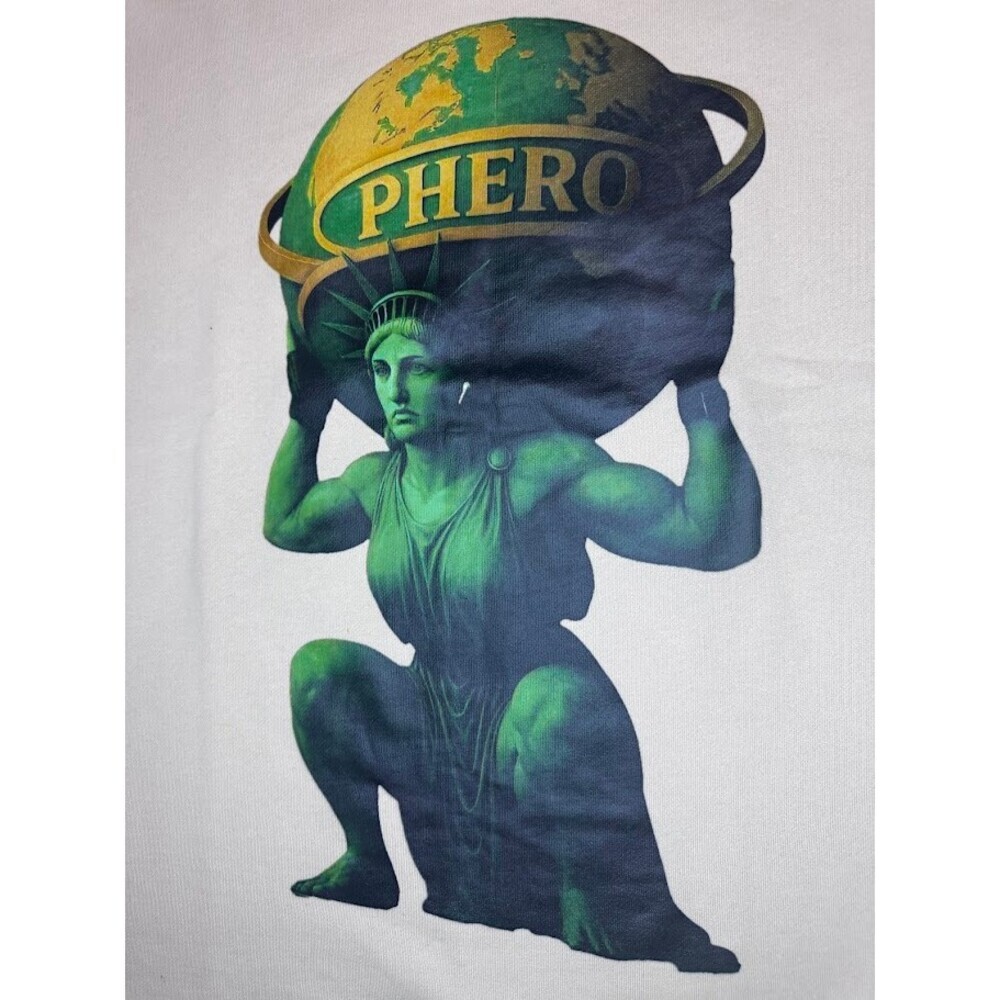 PHERO Atlas French Terry Boxy Drop Shoulder Graphic Tee Large Beige - Picture 2 of 5